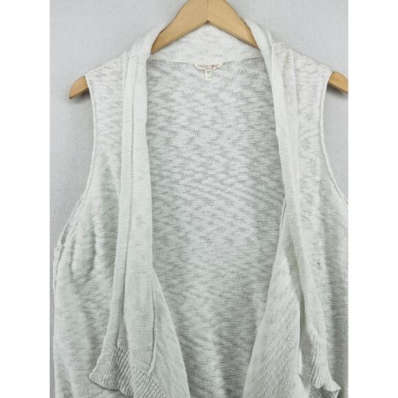 EILEEN FISHER Sweater 1X Organic Cotton Cardigan Vest Drape Open Front White - Picture 6 of 13